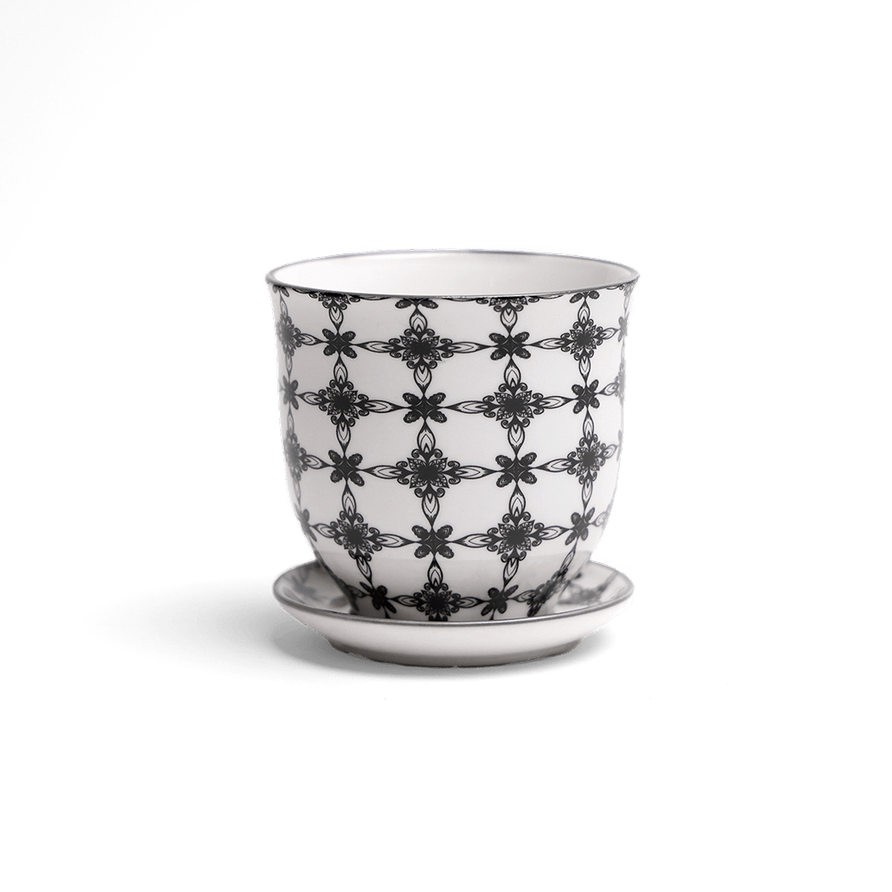 Liberte Porcelain Pot And Saucer Set With Drainage - Chive UK Wholesale