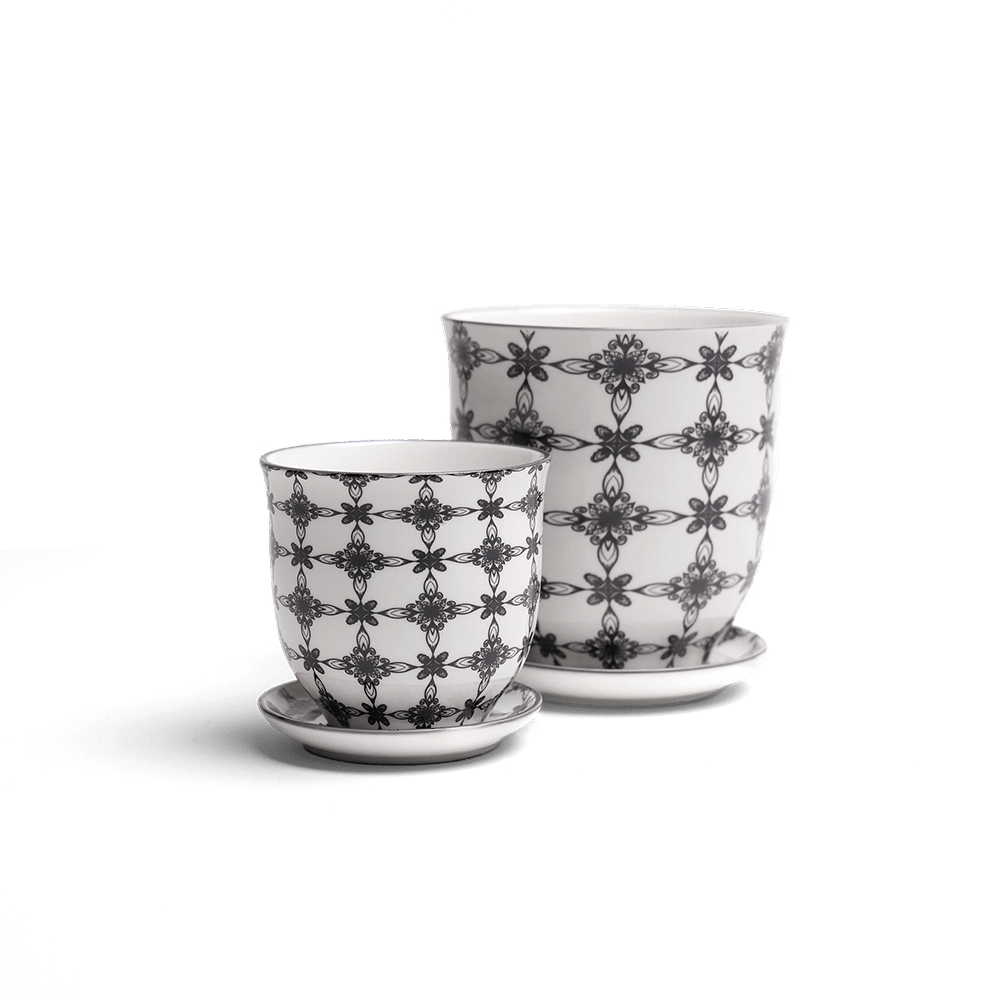 Liberte Porcelain Pot And Saucer Set With Drainage - Chive UK Wholesale