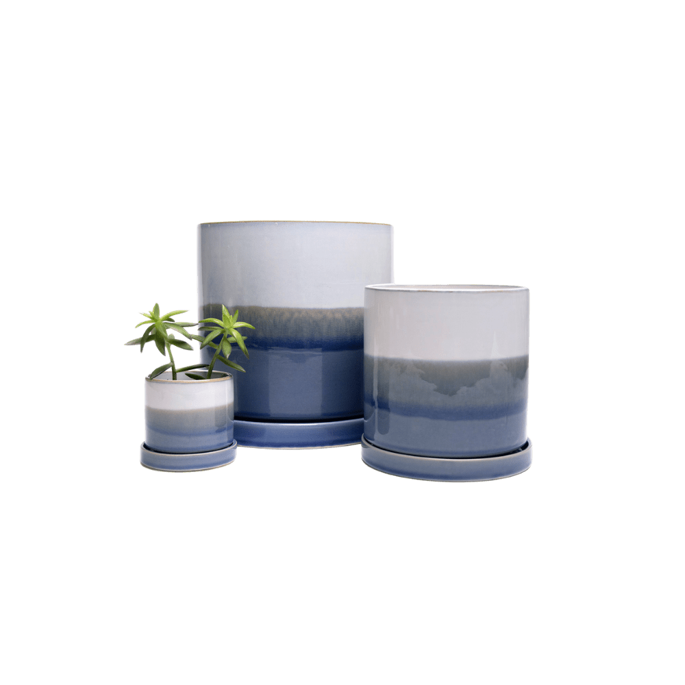 Minute Ceramic Pot And Saucer Set With Drainage - Chive UK Wholesale