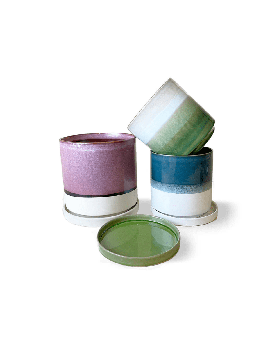 Minute Ceramic Pot And Saucer With Drainage Sets - Chive UK Wholesale