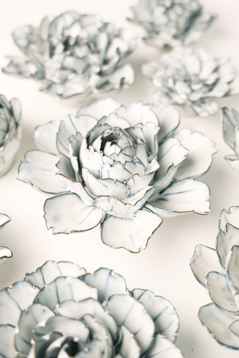 Nantucket Ceramic Flower Blue White Carnation - Chive UK Wholesale