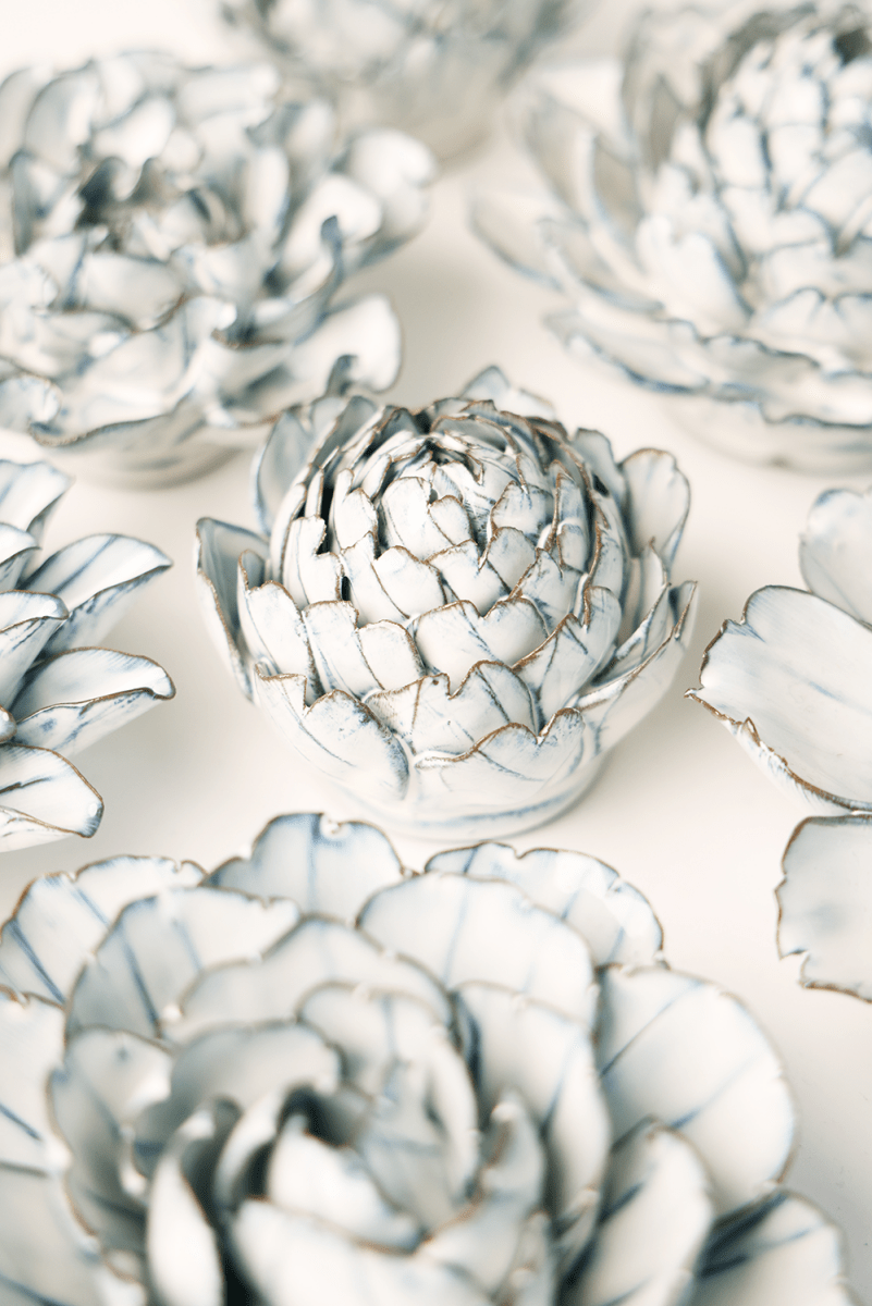 Nantucket Ceramic Flower Blue White Peony - Chive UK Wholesale