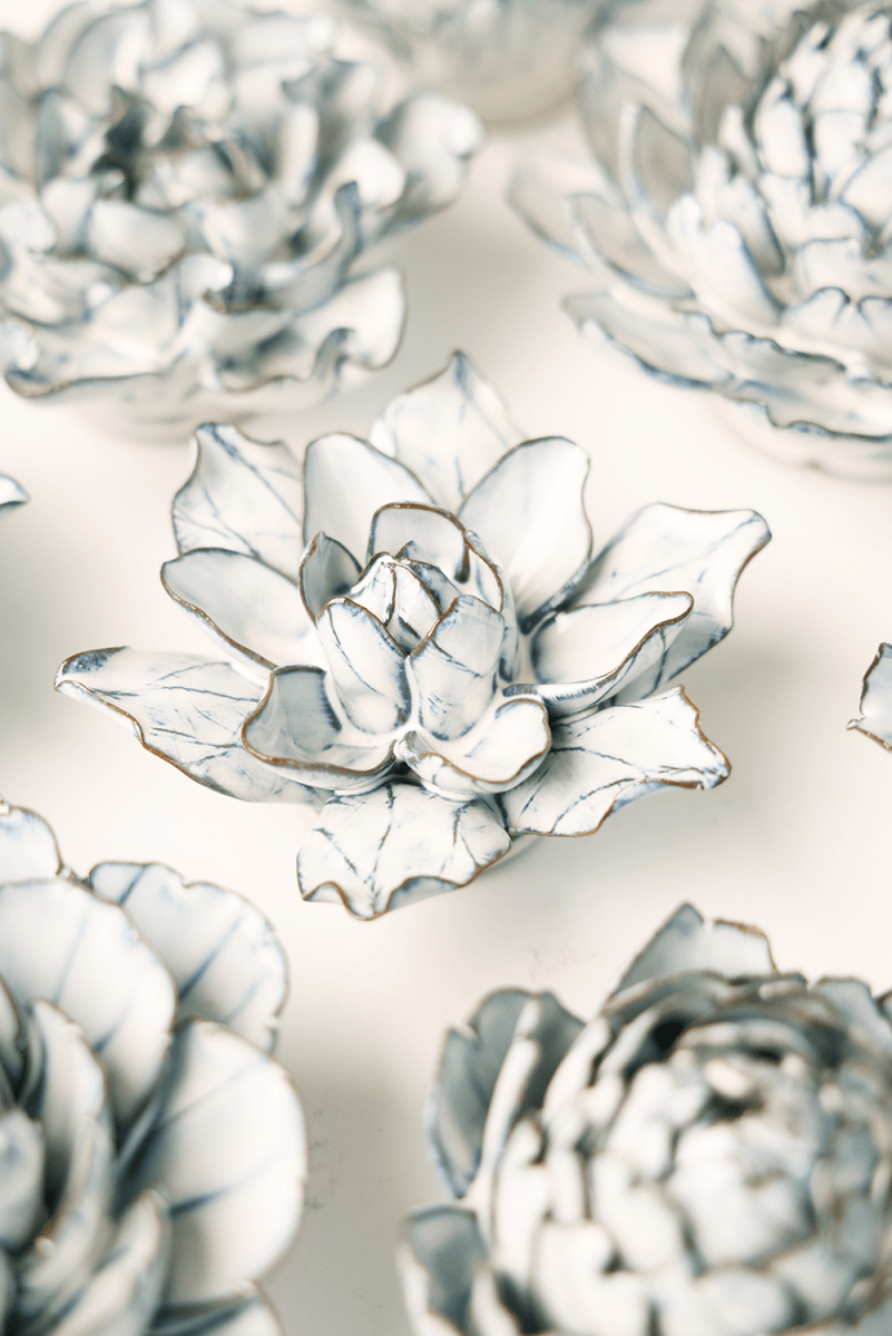 Nantucket Ceramic Flower Blue White Columbine - Chive UK Wholesale