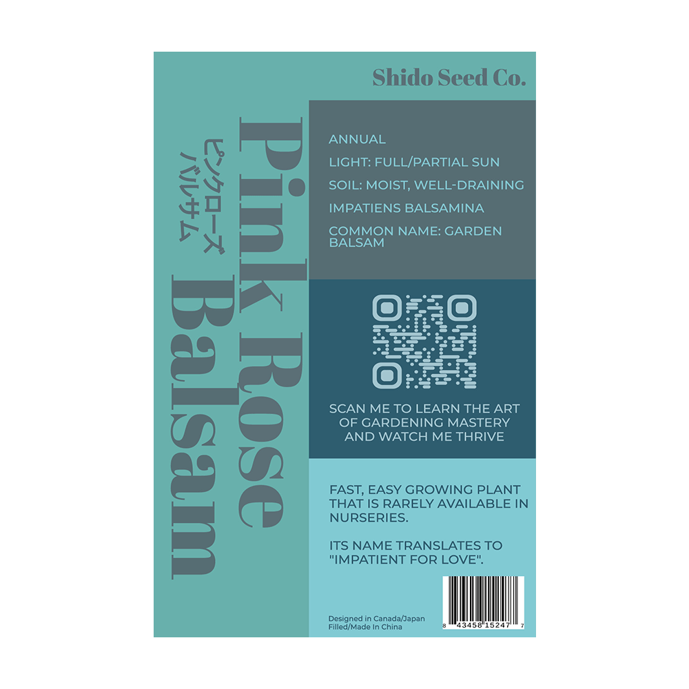 Pink Rose Balsam Flower Seeds Packet - Chive UK Wholesale