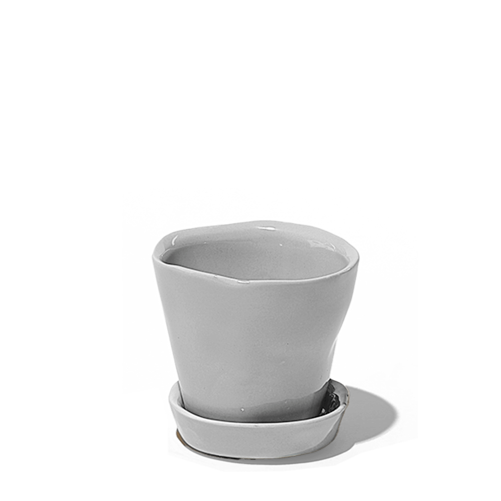 Tika Ceramic Pot & Saucer Set With Drainage - Chive UK Wholesale