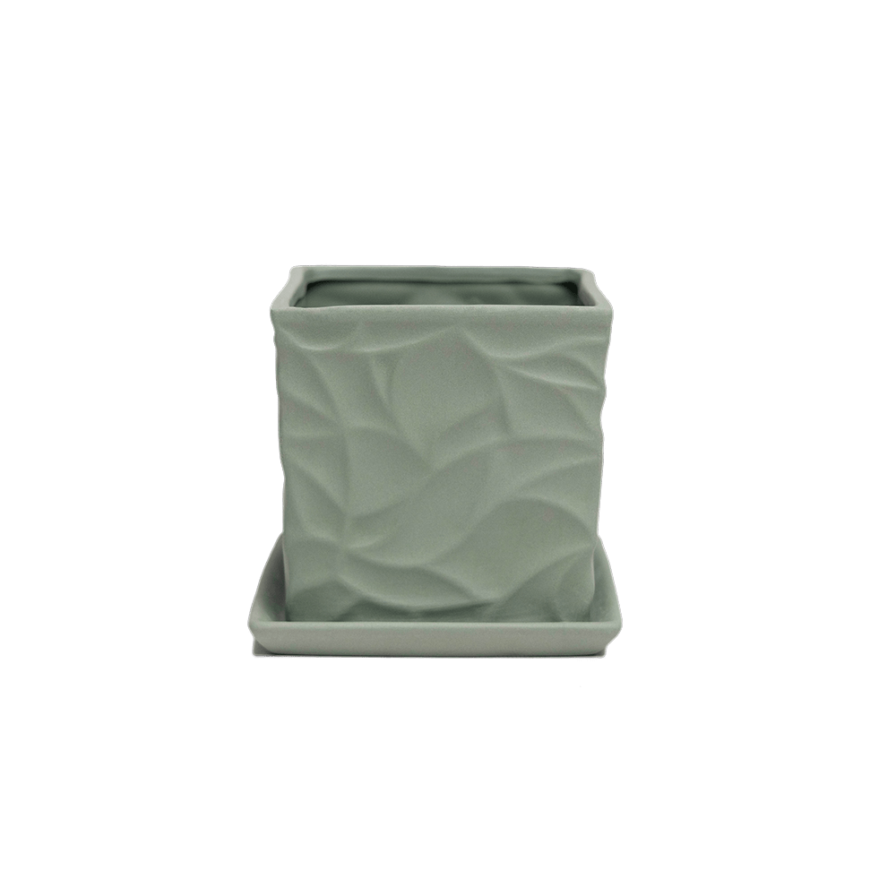 Virago 3.5" Porcelain Pot With Drainage Hole And Saucer - Chive UK Wholesale