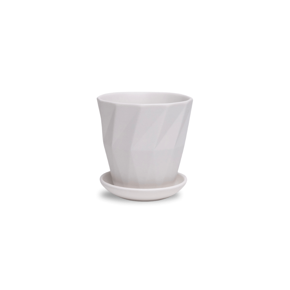 Virago 3.5" Porcelain Pot With Drainage Hole And Saucer - Chive UK Wholesale