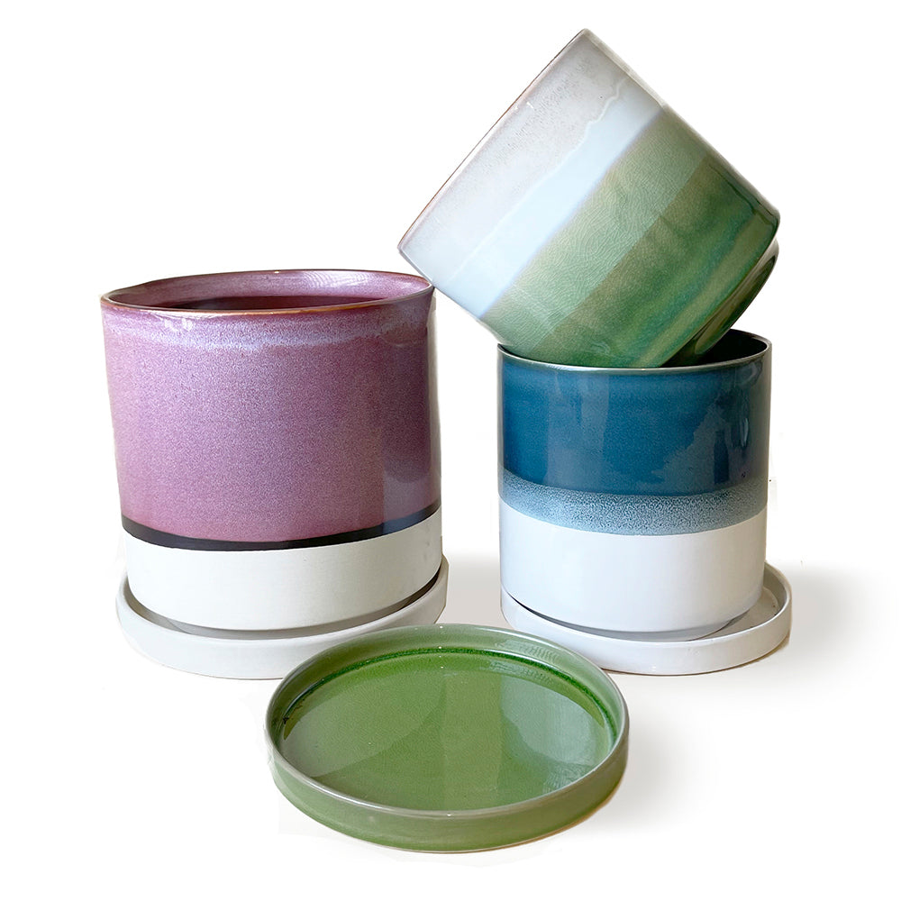 Minute Ceramic Pot And Saucer With Drainage Sets - Chive UK Wholesale