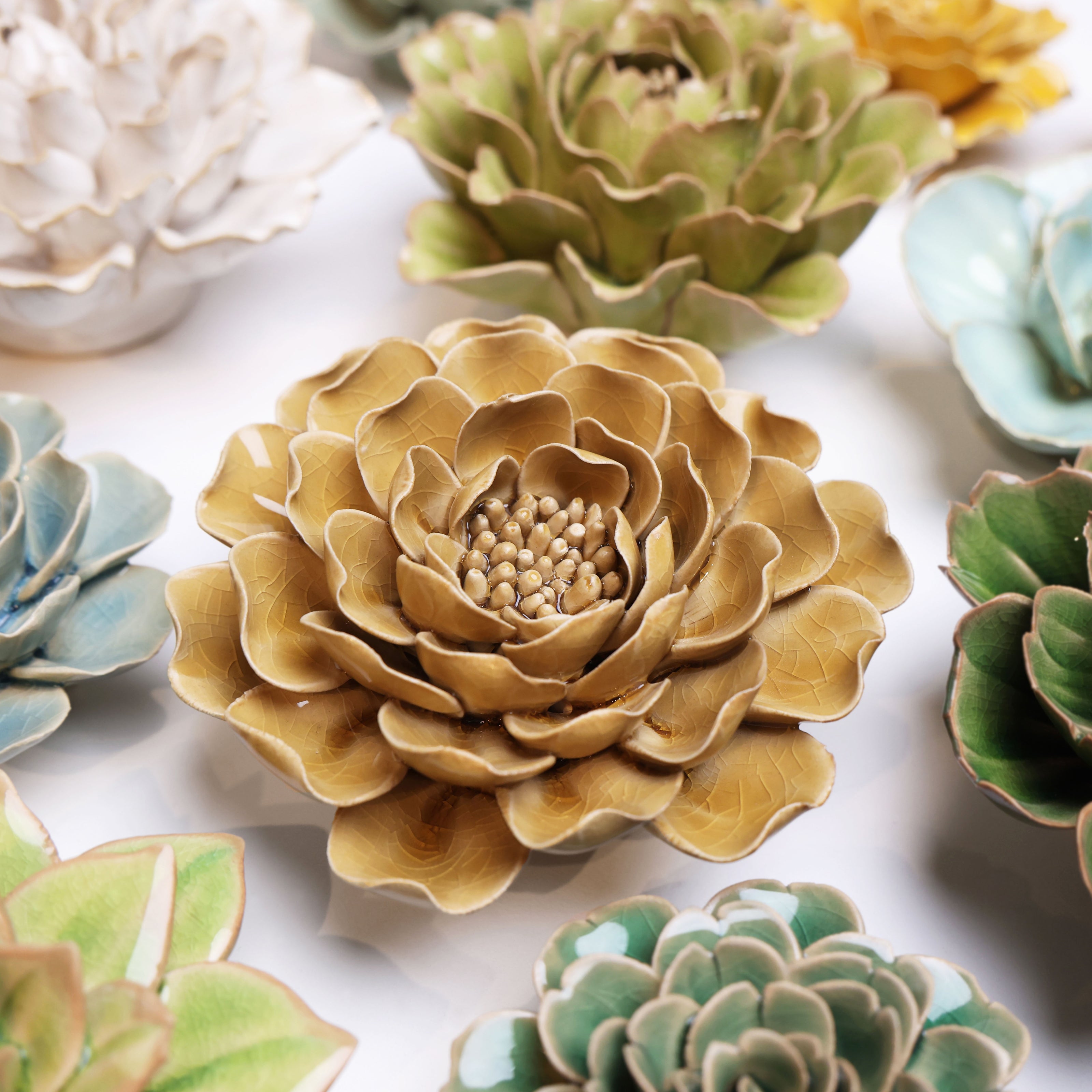 Fleur céramique de lin blanc - Couleurs Demesterres