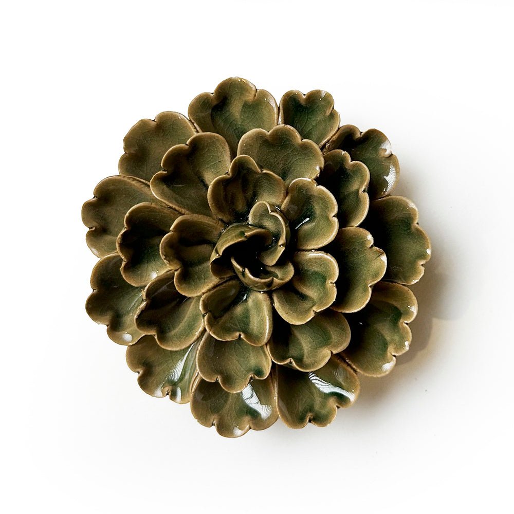 Ceramic Flower Wall Art Small Flower Olive - Chive UK Wholesale