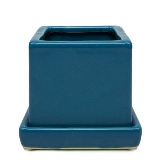 Cube & Saucer Ceramic Pot With Drainage Hole - Chive UK Wholesale